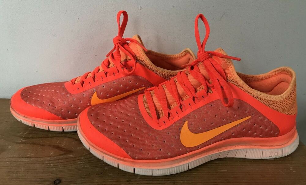 Nike Free 3.0 579828-800 Womens Orange Pink Neon Running Athletic Shoes 8 39